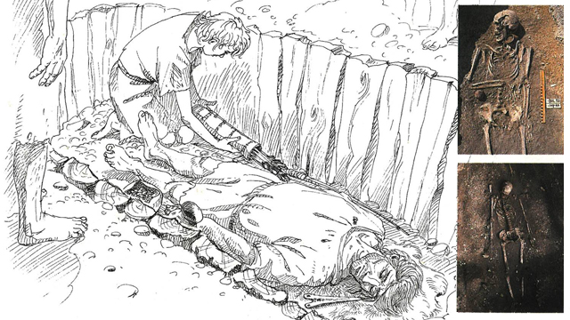 Croquis et photo inhumation